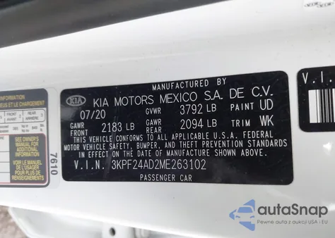 2021 Kia Forte Lxs from USA, damaged, VIN 3KPF24AD2ME263102